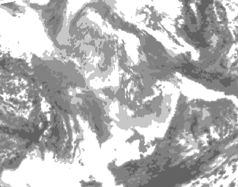 GDPS total cloud 114 hour forecast chart for Canada based on 2025/12/03 0000Z data