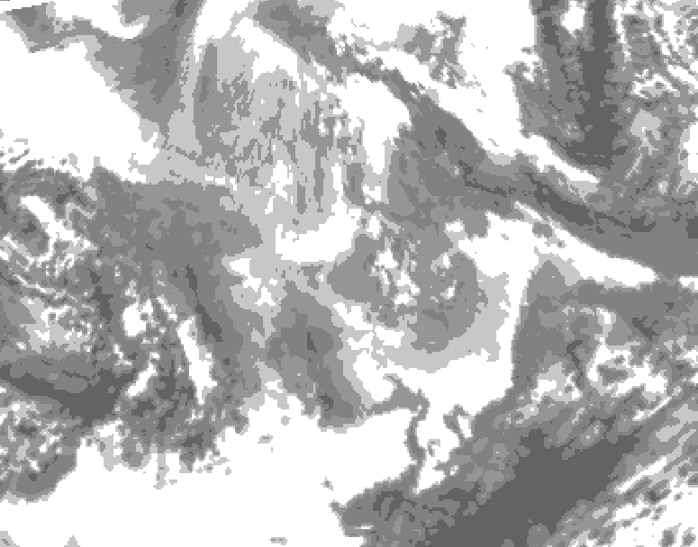 GDPS total cloud 120 hour forecast chart for Canada based on 2025/12/03 0000Z data