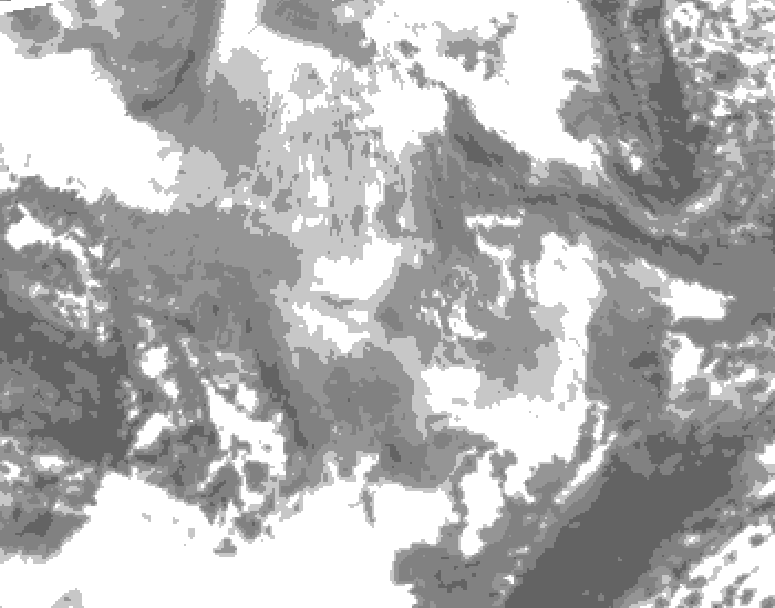 GDPS total cloud 126 hour forecast chart for Canada based on 2025/12/03 0000Z data