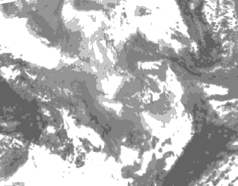 GDPS total cloud 132 hour forecast chart for Canada based on 2025/12/03 0000Z data