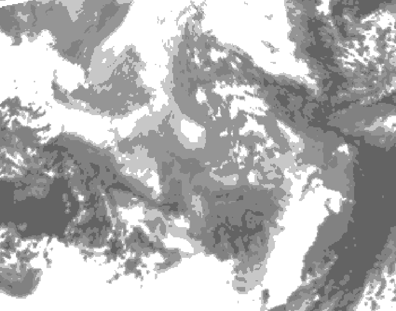 GDPS total cloud 150 hour forecast chart for Canada based on 2025/12/03 0000Z data