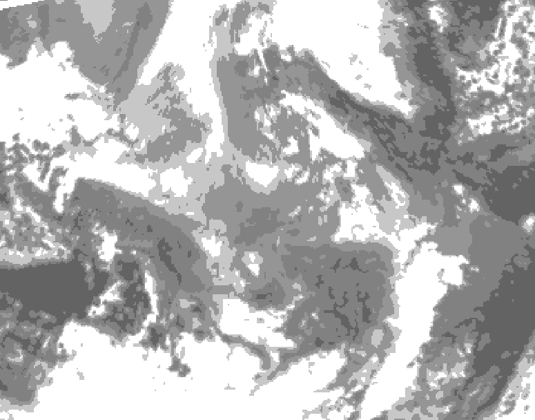 GDPS total cloud 156 hour forecast chart for Canada based on 2025/12/03 0000Z data