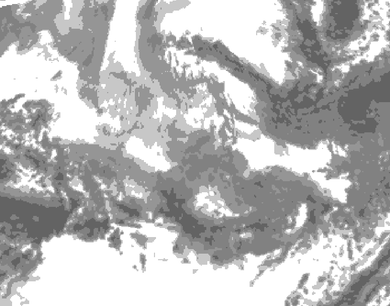 GDPS total cloud 168 hour forecast chart for Canada based on 2025/12/03 0000Z data