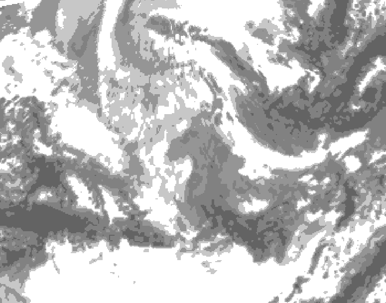 GDPS total cloud 180 hour forecast chart for Canada based on 2025/12/03 0000Z data