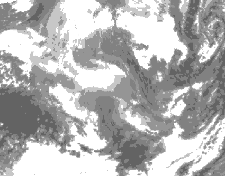 GDPS total cloud 222 hour forecast chart for Canada based on 2025/12/03 0000Z data
