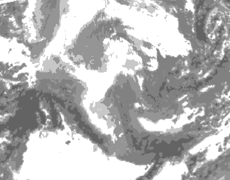 GDPS total cloud 240 hour forecast chart for Canada based on 2025/12/03 0000Z data