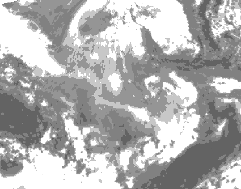 GDPS total cloud 120 hour forecast chart for Canada based on 2025/12/03 1200Z data