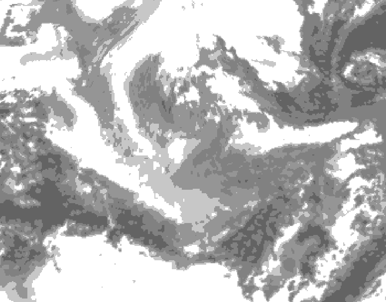 GDPS total cloud 168 hour forecast chart for Canada based on 2025/12/03 1200Z data