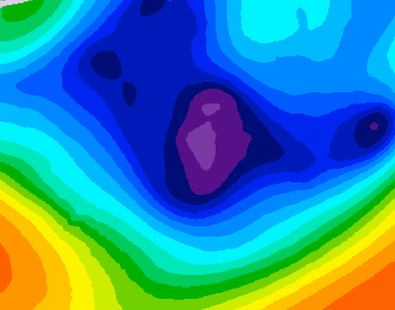 GDPS 500 millibar geopotential height 048 hour forecast chart for Canada based on 2025/12/04 0000Z data