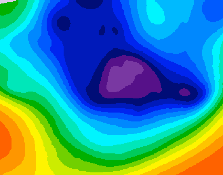 GDPS 500 millibar geopotential height 024 hour forecast chart for Canada based on 2025/12/04 1200Z data