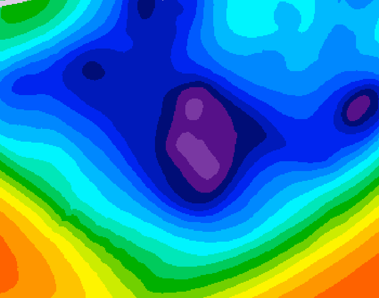 GDPS 500 millibar geopotential height 042 hour forecast chart for Canada based on 2025/12/04 1200Z data