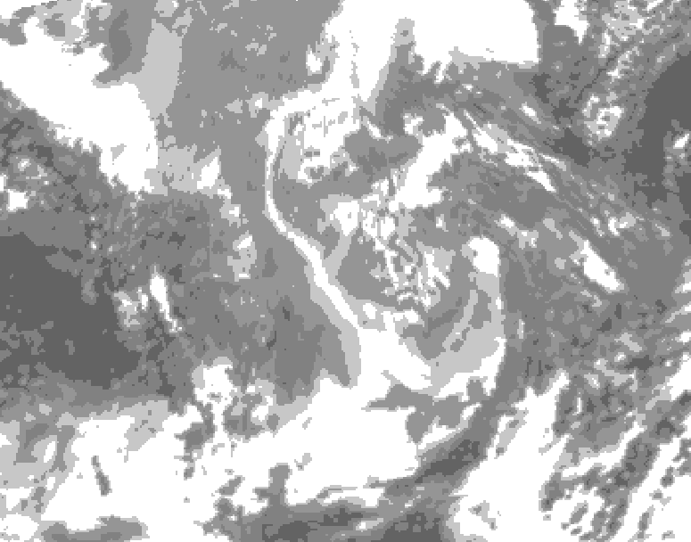 GDPS total cloud 012 hour forecast chart for Canada based on 2025/12/04 0000Z data