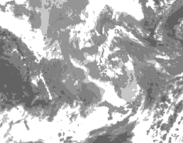 GDPS total cloud 018 hour forecast chart for Canada based on 2025/12/04 0000Z data