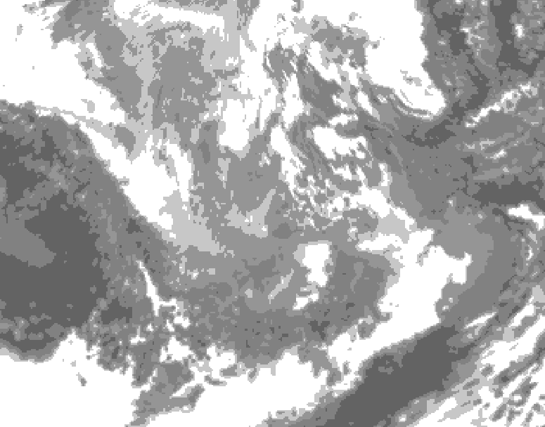 GDPS total cloud 036 hour forecast chart for Canada based on 2025/12/04 0000Z data
