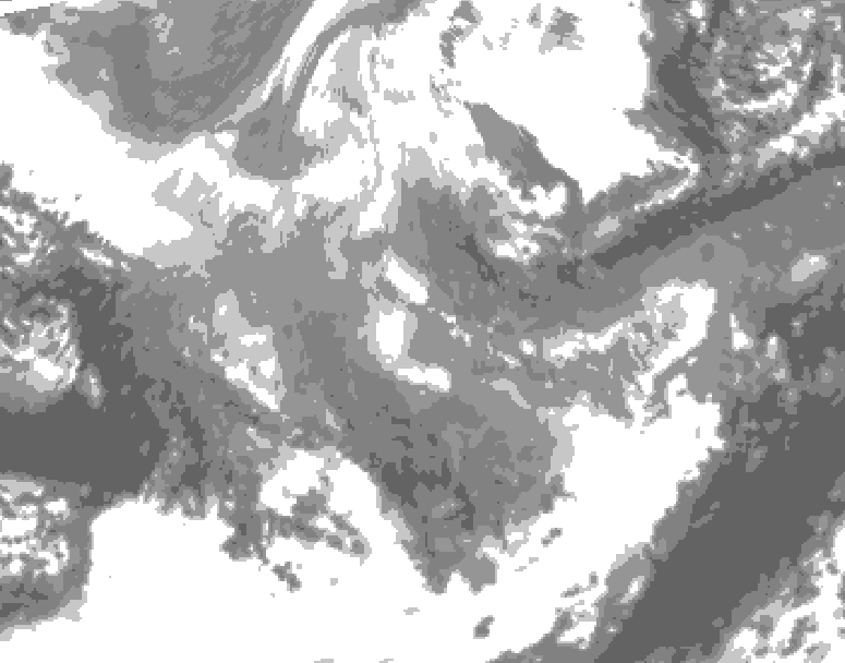 GDPS total cloud 120 hour forecast chart for Canada based on 2025/12/04 0000Z data