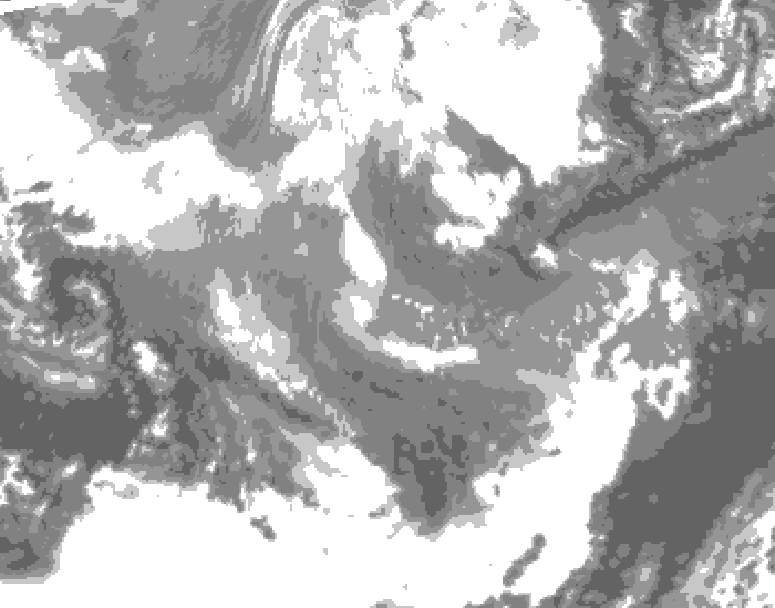 GDPS total cloud 126 hour forecast chart for Canada based on 2025/12/04 0000Z data