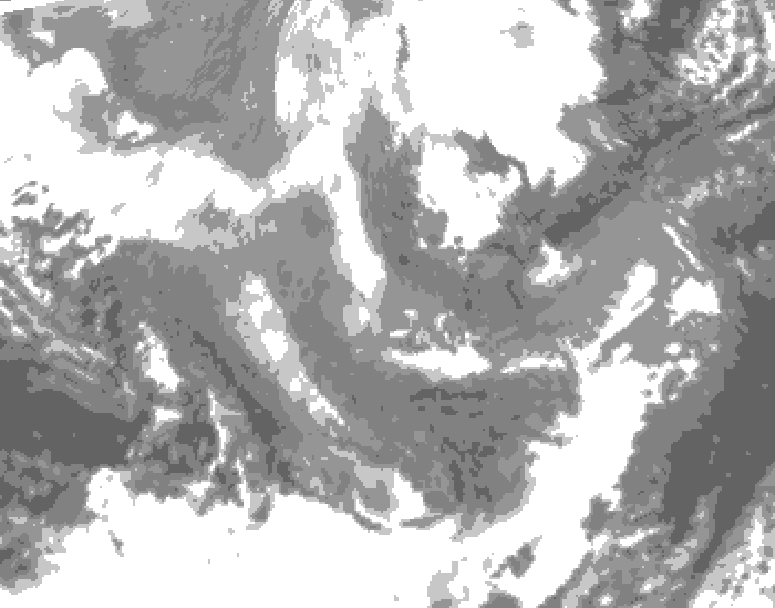 GDPS total cloud 132 hour forecast chart for Canada based on 2025/12/04 0000Z data