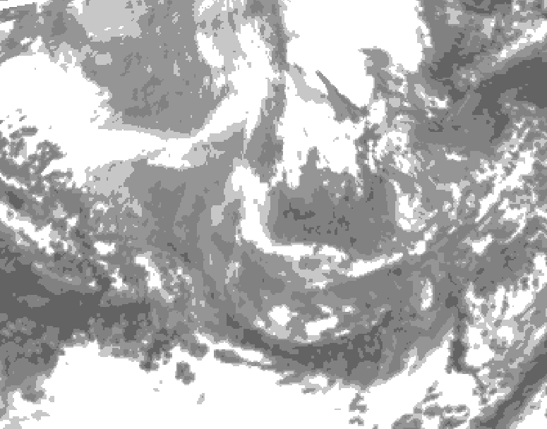 GDPS total cloud 150 hour forecast chart for Canada based on 2025/12/04 0000Z data