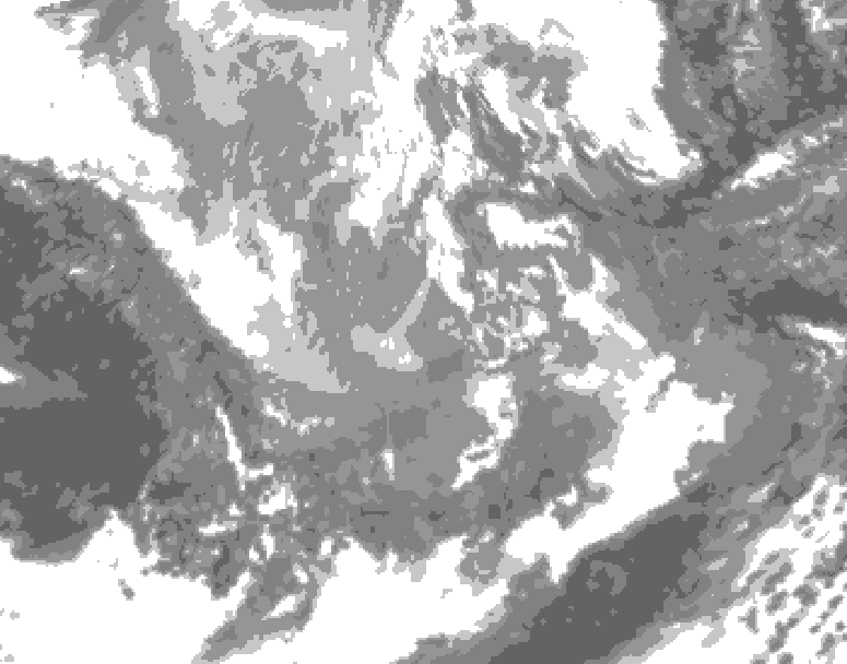 GDPS total cloud 024 hour forecast chart for Canada based on 2025/12/04 1200Z data