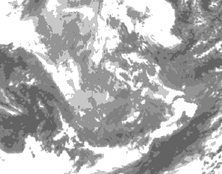 GDPS total cloud 030 hour forecast chart for Canada based on 2025/12/04 1200Z data