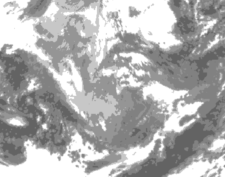 GDPS total cloud 036 hour forecast chart for Canada based on 2025/12/04 1200Z data
