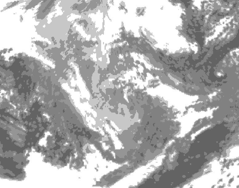 GDPS total cloud 042 hour forecast chart for Canada based on 2025/12/04 1200Z data