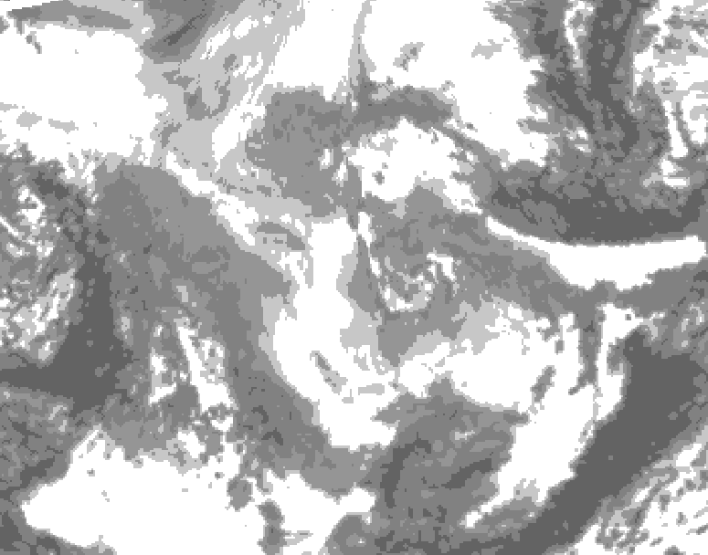 GDPS total cloud 072 hour forecast chart for Canada based on 2025/12/04 1200Z data