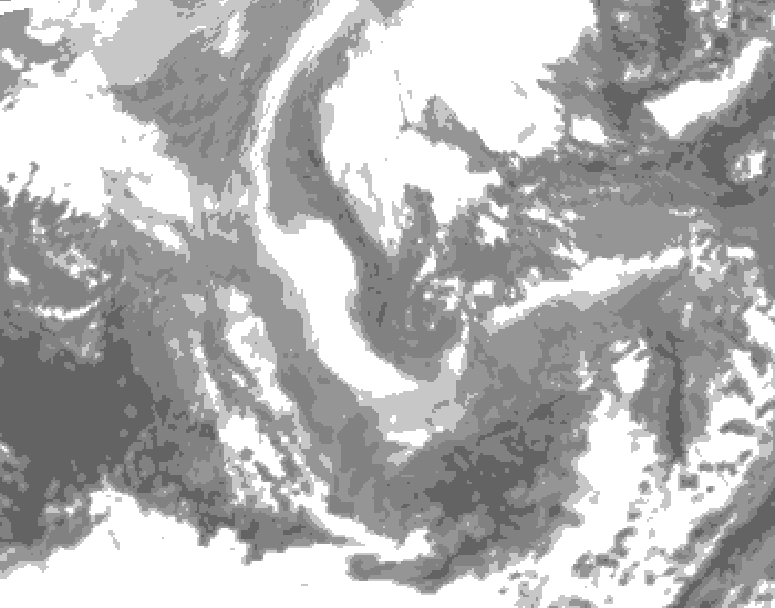 GDPS total cloud 144 hour forecast chart for Canada based on 2025/12/04 1200Z data