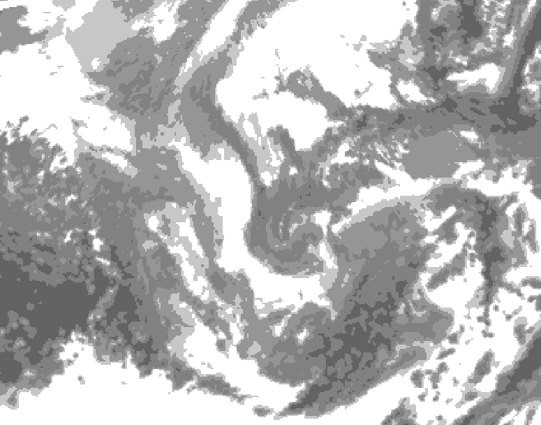 GDPS total cloud 150 hour forecast chart for Canada based on 2025/12/04 1200Z data