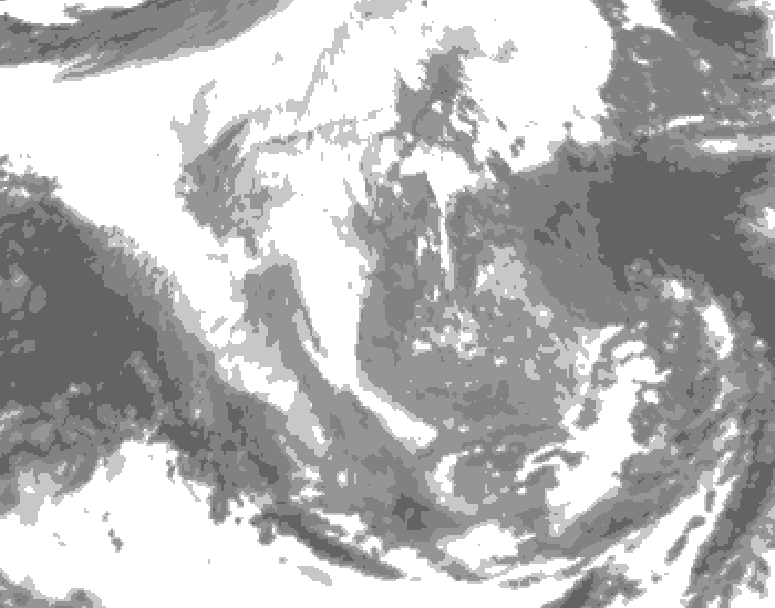 GDPS total cloud 192 hour forecast chart for Canada based on 2025/12/04 1200Z data