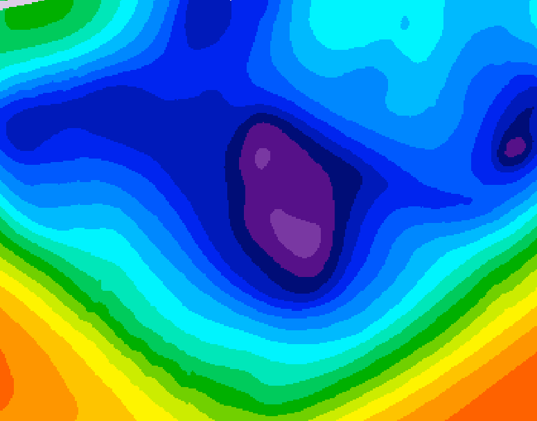 GDPS 500 millibar geopotential height 036 hour forecast chart for Canada based on 2025/12/05 0000Z data