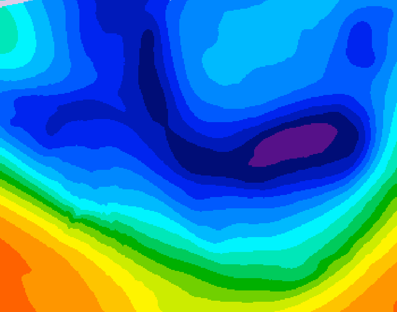 GDPS 500 millibar geopotential height 102 hour forecast chart for Canada based on 2025/12/05 0000Z data