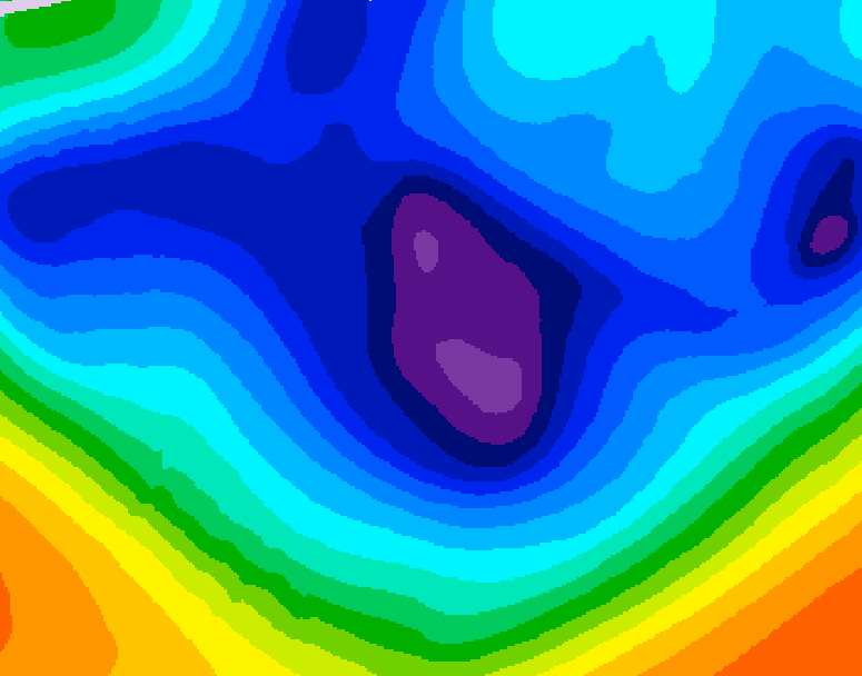 GDPS 500 millibar geopotential height 024 hour forecast chart for Canada based on 2025/12/05 1200Z data