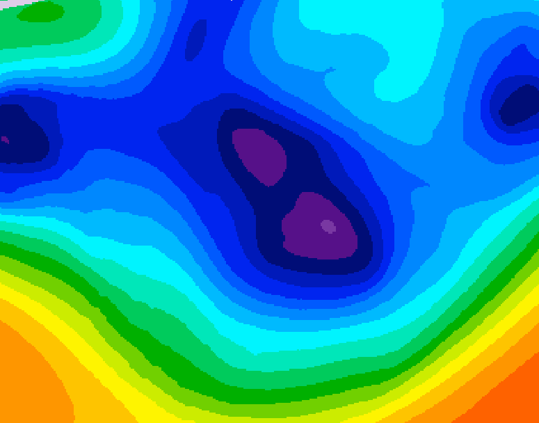 GDPS 500 millibar geopotential height 036 hour forecast chart for Canada based on 2025/12/05 1200Z data
