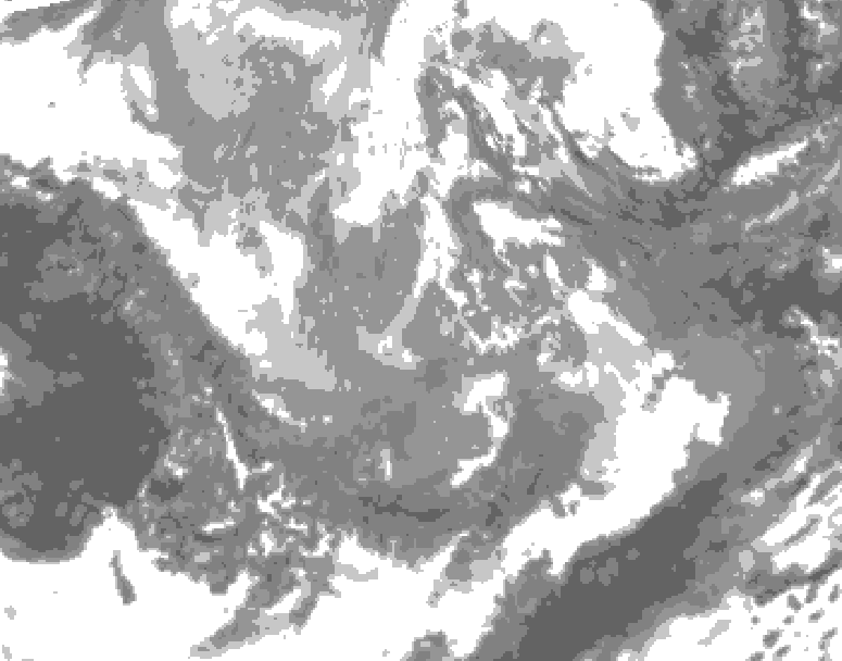 GDPS total cloud 012 hour forecast chart for Canada based on 2025/12/05 0000Z data