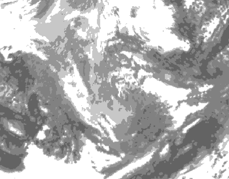 GDPS total cloud 030 hour forecast chart for Canada based on 2025/12/05 0000Z data