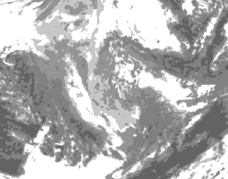 GDPS total cloud 036 hour forecast chart for Canada based on 2025/12/05 0000Z data