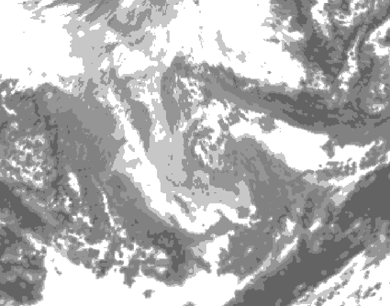 GDPS total cloud 042 hour forecast chart for Canada based on 2025/12/05 0000Z data