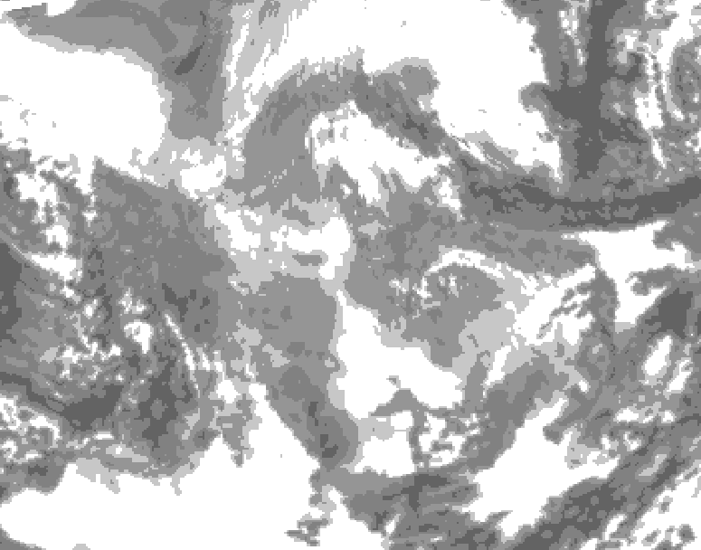 GDPS total cloud 072 hour forecast chart for Canada based on 2025/12/05 0000Z data