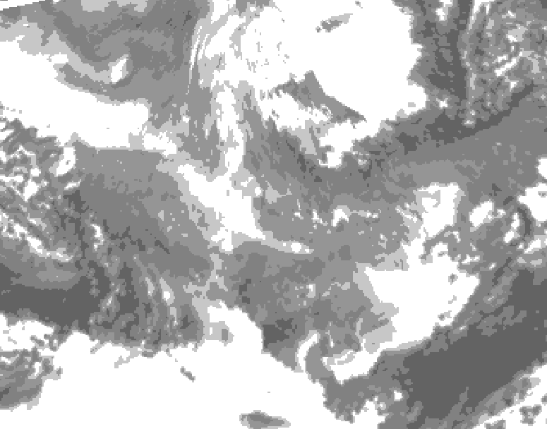GDPS total cloud 096 hour forecast chart for Canada based on 2025/12/05 0000Z data