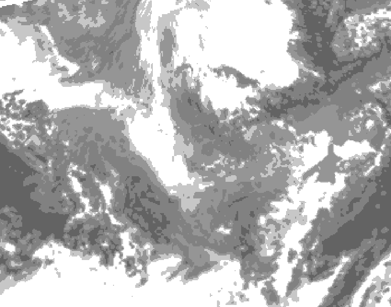 GDPS total cloud 108 hour forecast chart for Canada based on 2025/12/05 0000Z data