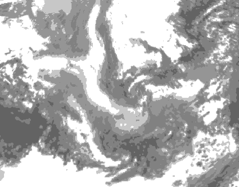 GDPS total cloud 126 hour forecast chart for Canada based on 2025/12/05 0000Z data