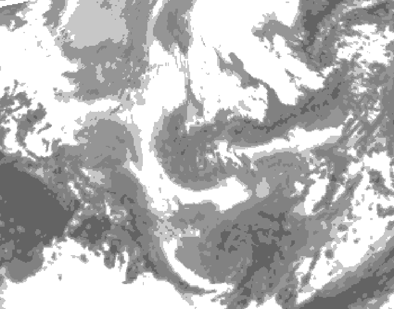 GDPS total cloud 138 hour forecast chart for Canada based on 2025/12/05 0000Z data
