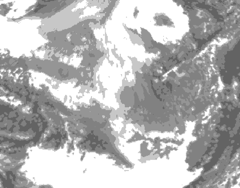 GDPS total cloud 222 hour forecast chart for Canada based on 2025/12/05 0000Z data