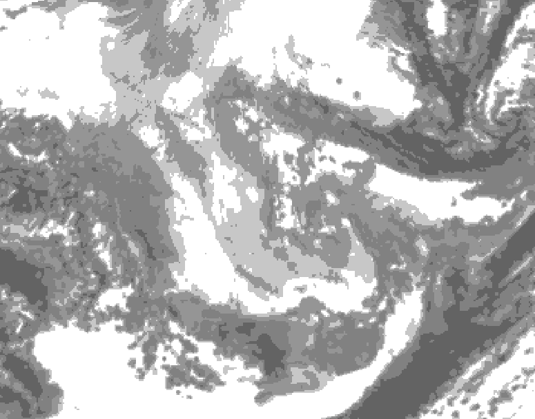 GDPS total cloud 036 hour forecast chart for Canada based on 2025/12/05 1200Z data