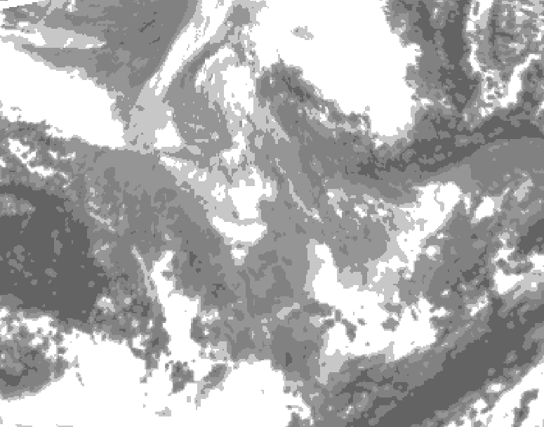 GDPS total cloud 072 hour forecast chart for Canada based on 2025/12/05 1200Z data