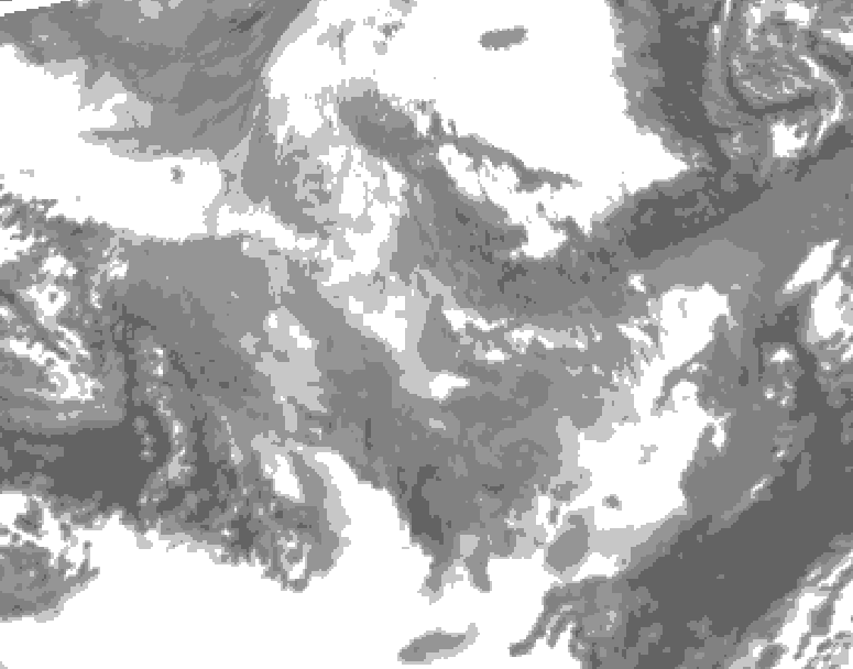 GDPS total cloud 084 hour forecast chart for Canada based on 2025/12/05 1200Z data