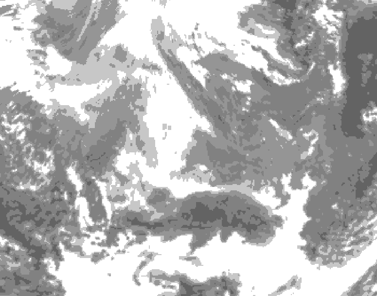 GDPS total cloud 222 hour forecast chart for Canada based on 2025/12/05 1200Z data