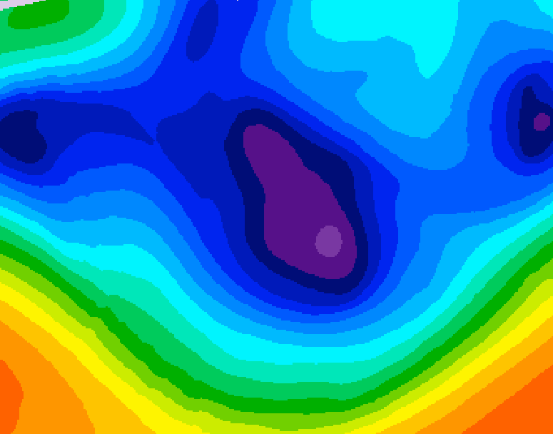 GDPS 500 millibar geopotential height 018 hour forecast chart for Canada based on 2025/12/06 0000Z data