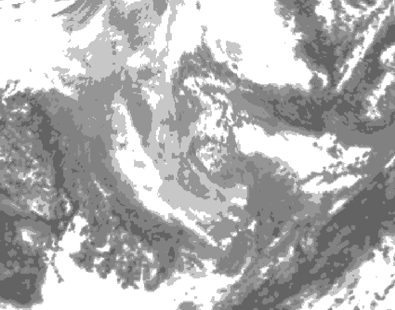 GDPS total cloud 012 hour forecast chart for Canada based on 2025/12/06 0000Z data